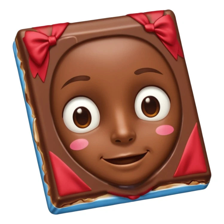 A chocolate with a tie and facial features sticker