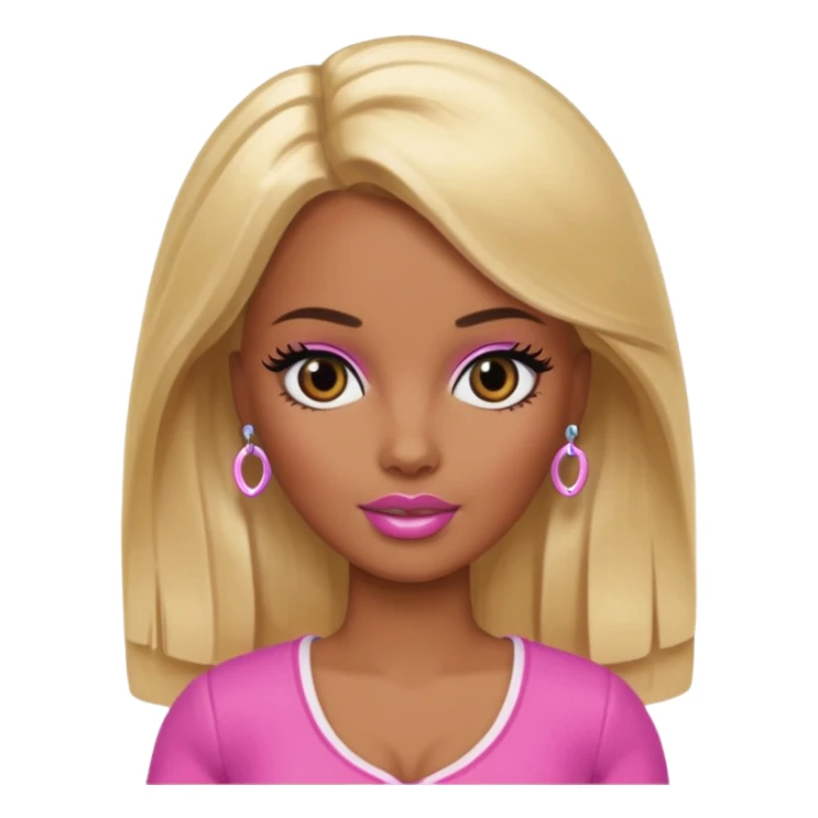 Brown skin blonde hair barbie with black eye  sticker