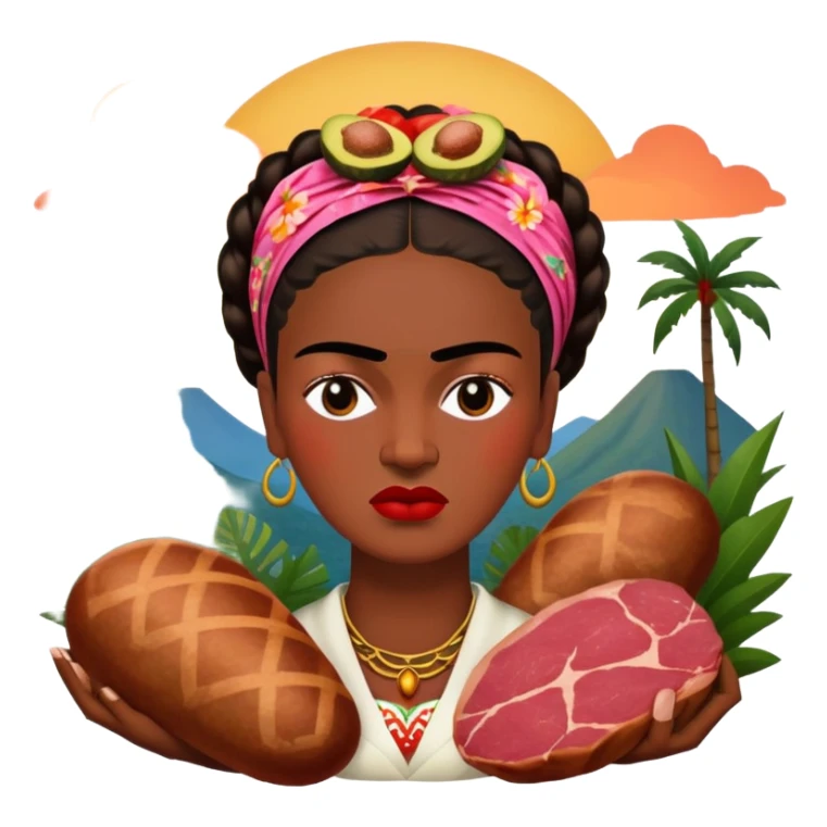 frida khalo style spam meat tropical art landscape  sticker