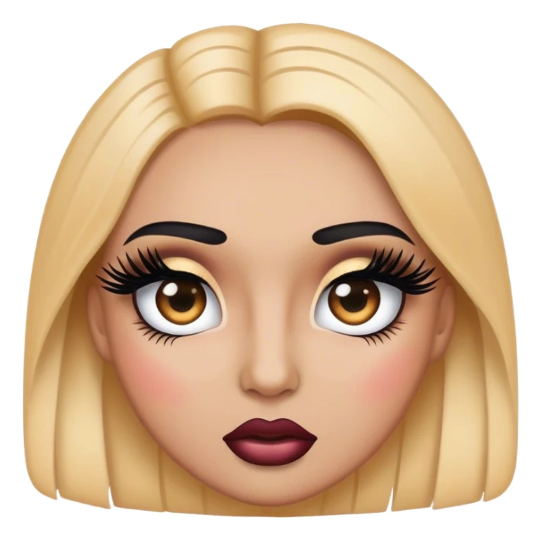 Emoji with super heavy makeup, fake lashes sticker