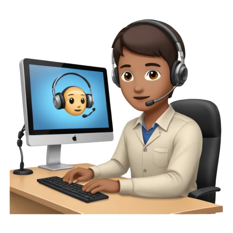 one employee sitting in front of the desk sticker