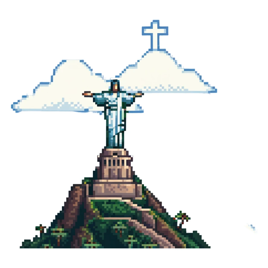 Christ the Redeemer statue in Rio de Janeiro with clouds and blue sky background sticker