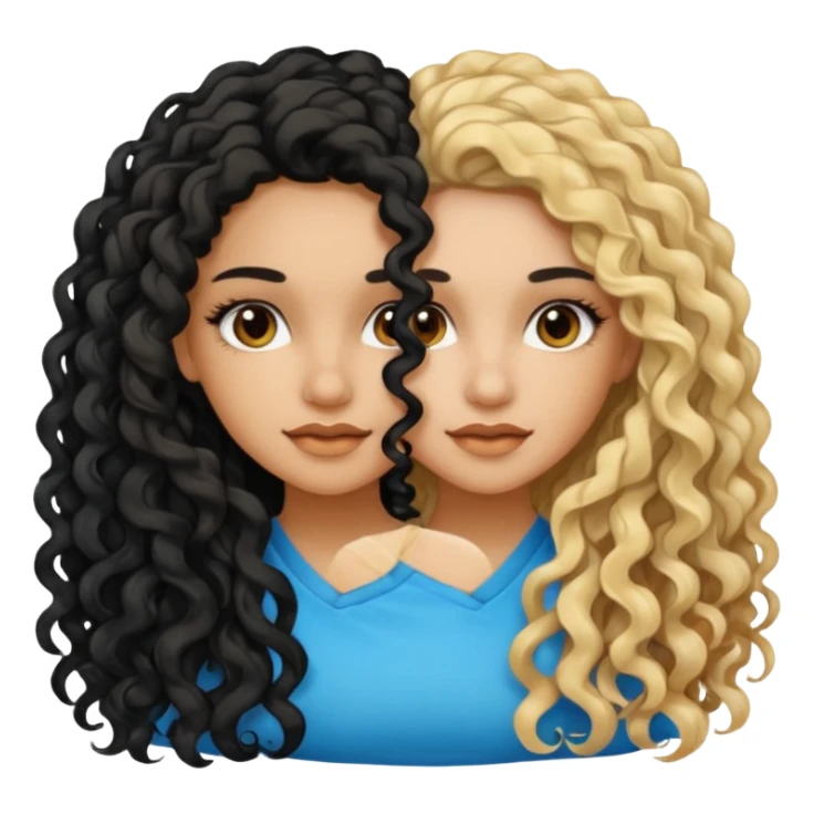 split dye leftside blonde rightside black long curly hair, pretty Latina  bratz baddie sticker