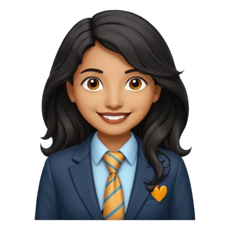 wavy long black haired indian woman with tie and blazer sticker