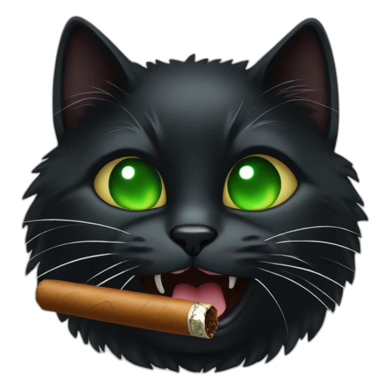 black cat with green eyes and a cigar in his mouth sticker