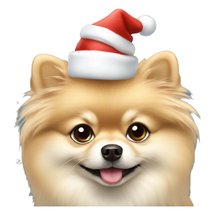 Cream Pomeranian with Christmas hat sticker