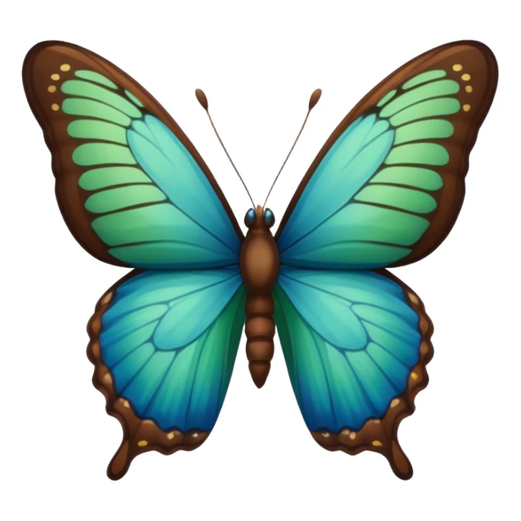 A butterfly with blue edges, green wings, and a brown body  sticker