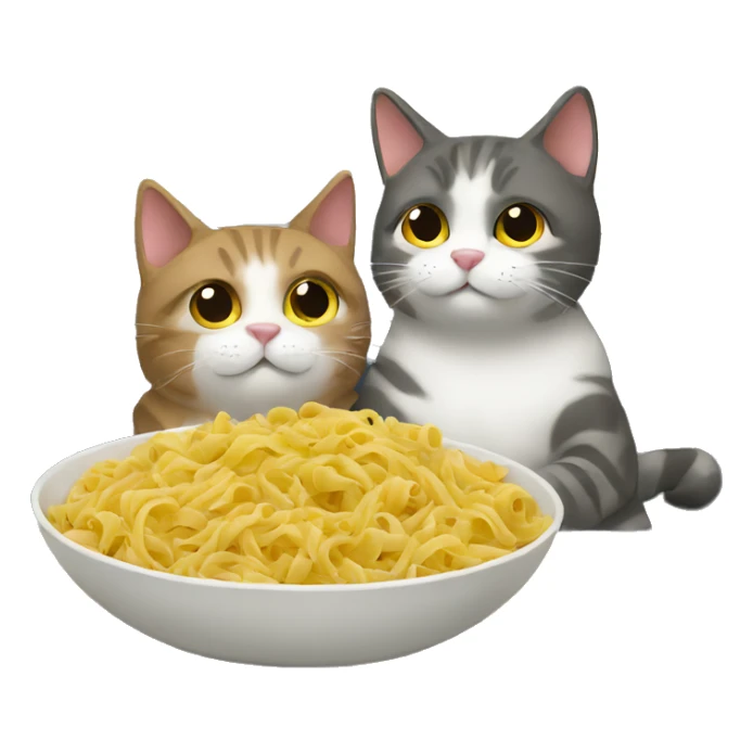 2 cats eating pasta and watching tv sticker