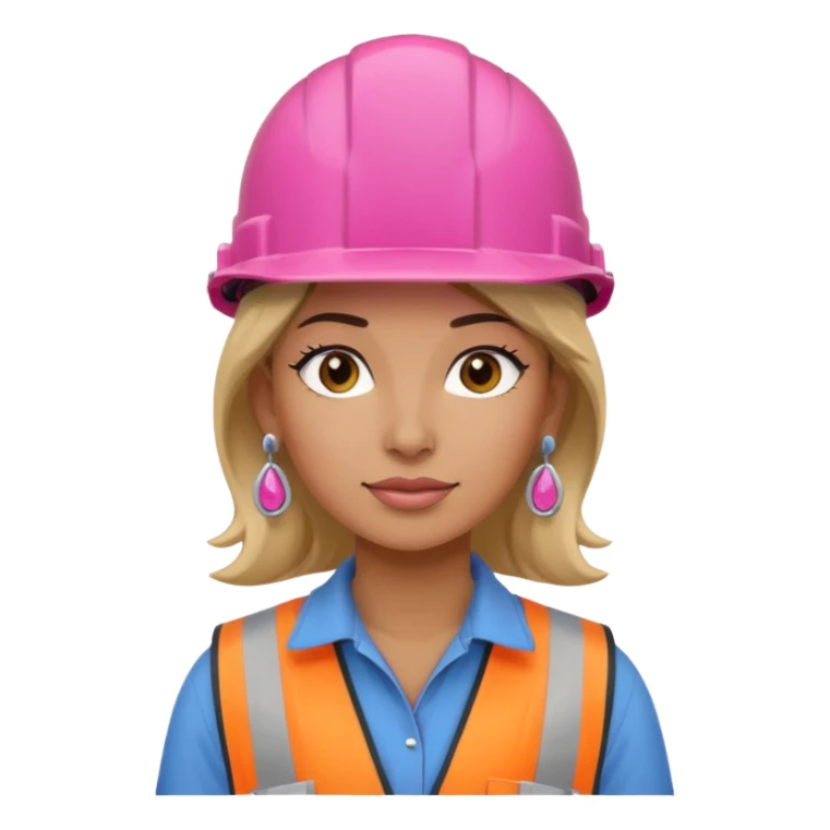 construction worker woman pink helmet and earrings sticker