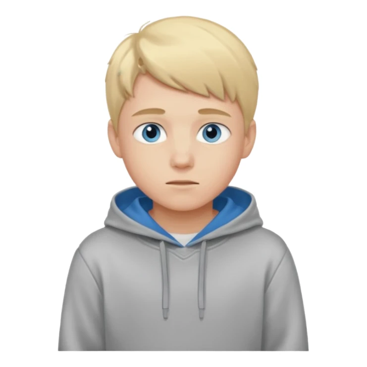 Teen Blond boy with blue eyes and Grey hoodie standing up sticker