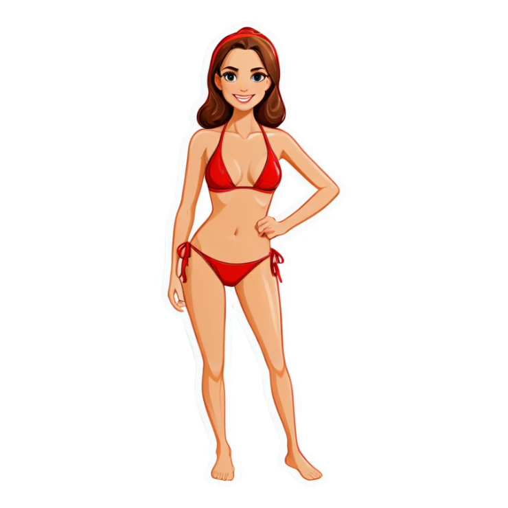 Realistic woman in bikini sticker