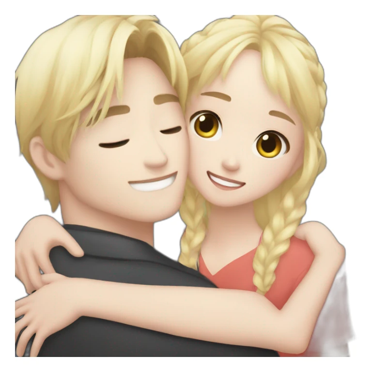 bangchan skz and blonde girl hugging sticker