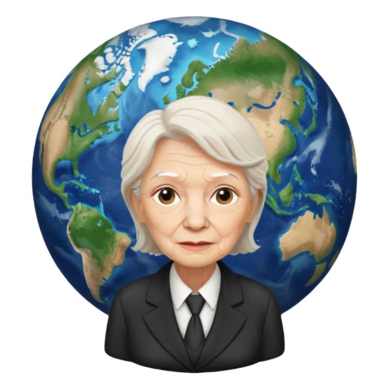 Planet earth emoji ceo old women face  sticker