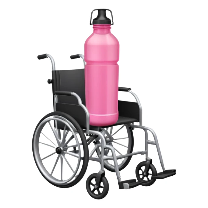 Pink water bottle sitting on a wheelchair with cars   sticker