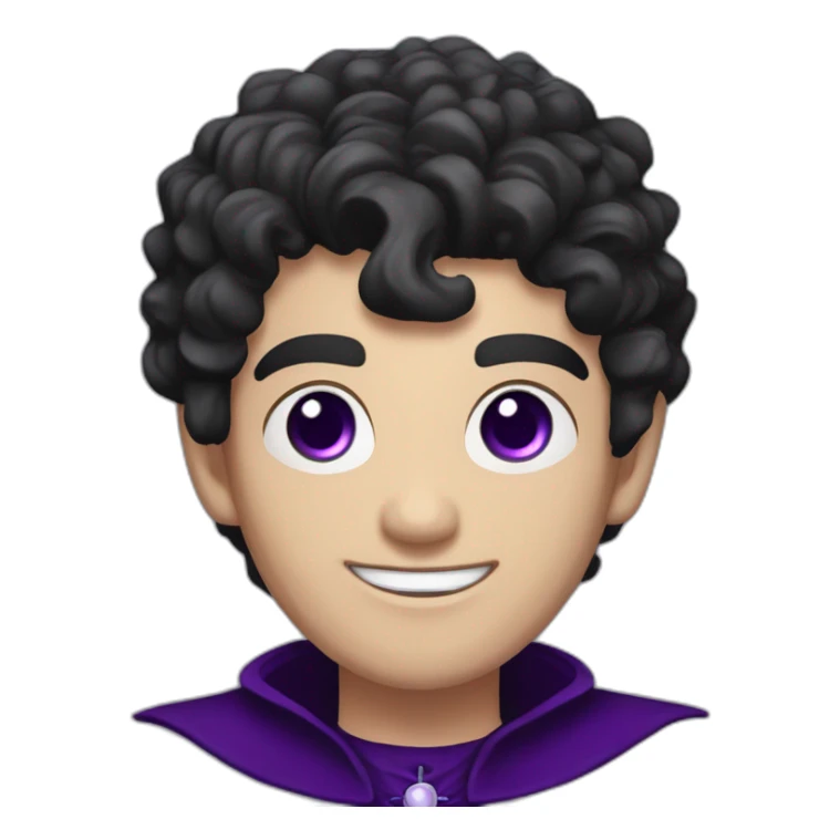 pale handsome flirty vampire priest with short curly black hair and violet eyes sticker
