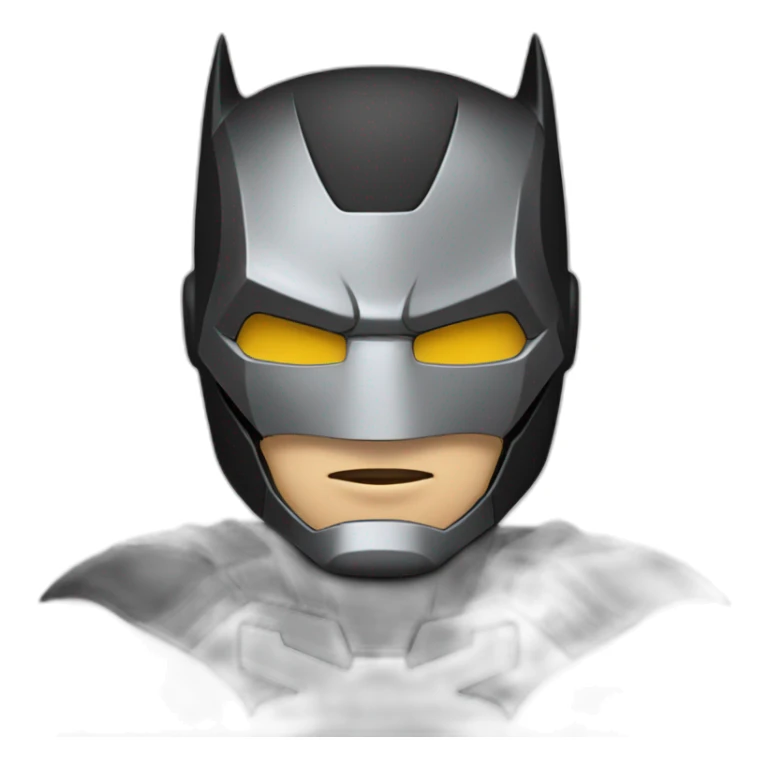 Batman with iron man armor in black and gray with bat mask sticker