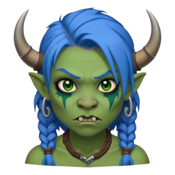 ork woman with blue hair sticker