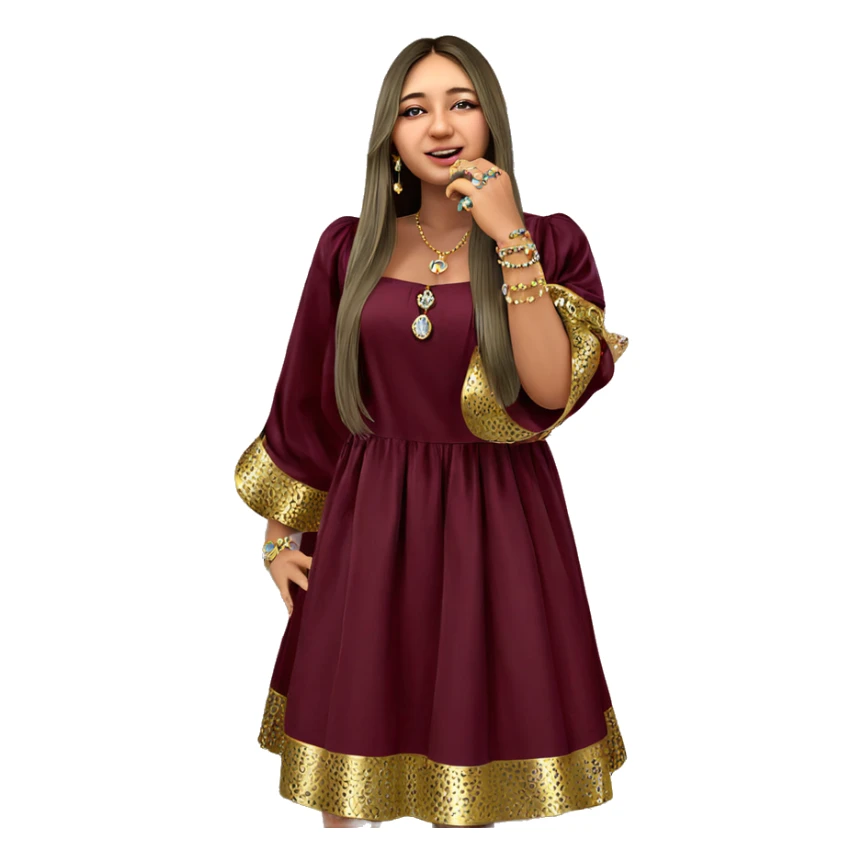 girl in dress with jewelry sticker