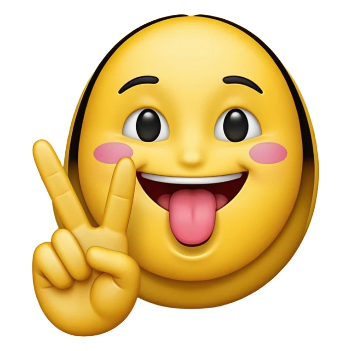 A yellow emoji face sticking it’s tongue between it’s fingers making a peace sign sticker