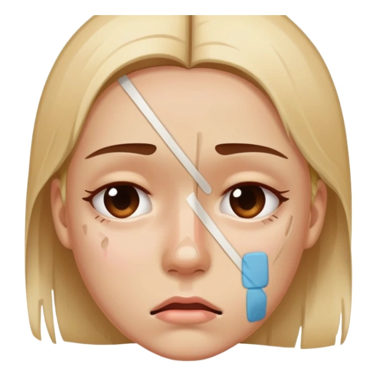 Face with bandaid and bruise showing emotional pain sticker