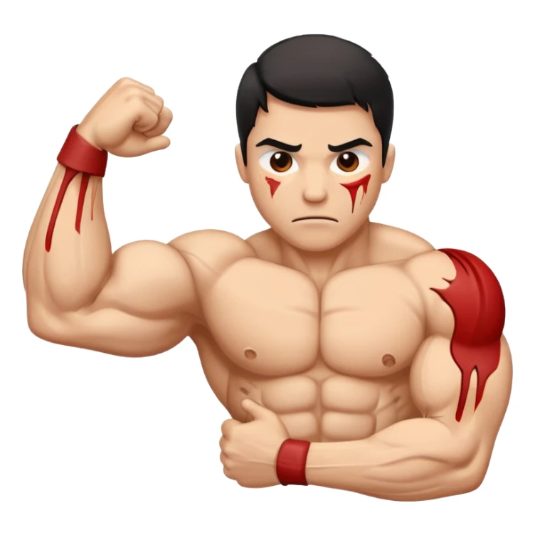 flexed bicep broken with clear visual indication of injury sticker