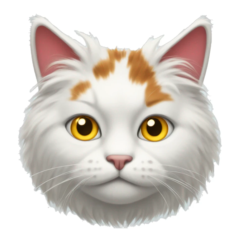  red and white fluffy cat with yellow eyes sticker