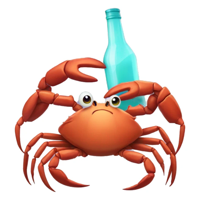 Glitch crab holding bottle of wi sticker