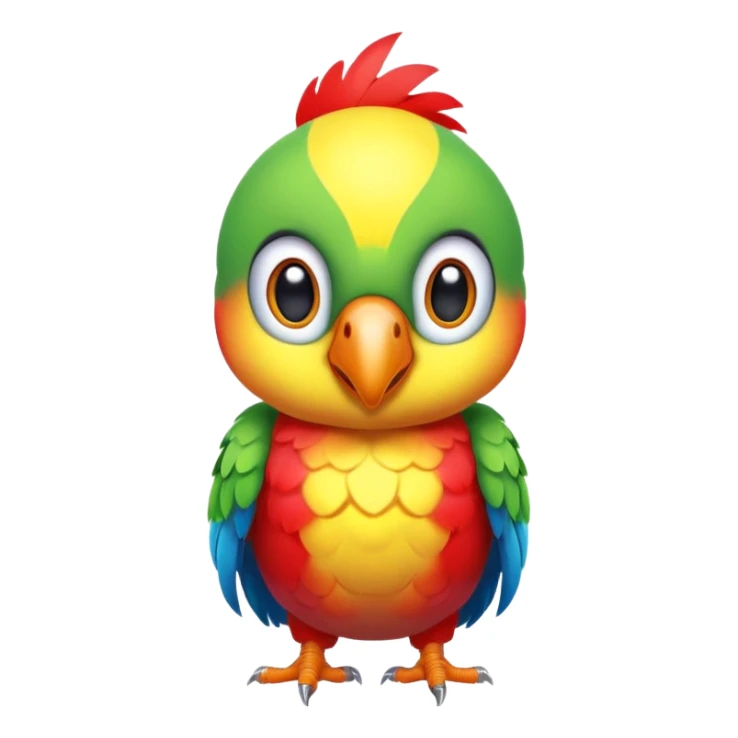 exotic parrot character, colorful feathers, cute face, 3D cartoon, mobile game icon style, clean background, no text, no watermark
 sticker