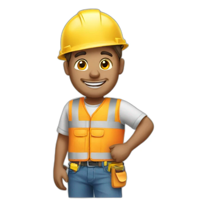 Construction mason white greets with his hand and a smile sticker