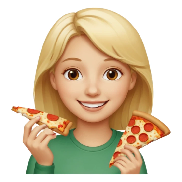 Blonde girl eating pizza smiling sticker