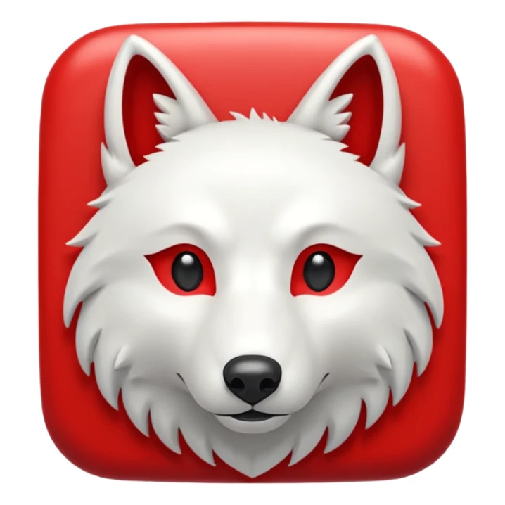 A bold white capital letter C with a small white wolf head icon above it, inside a red rounded square, emoji style, flat design, shiny light reflection, same style as 🅱️ emoji, transparent background. sticker