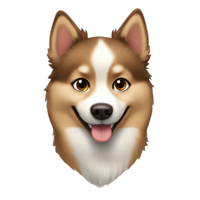 Brown and white Pomsky in the show happy sticker