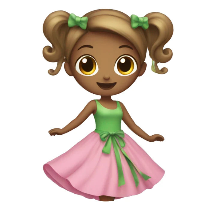Girl With Long Green And Pink Dress Spinning sticker