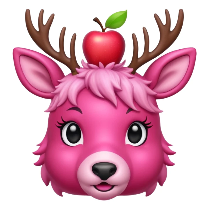 cute pink deer with apple on head sticker