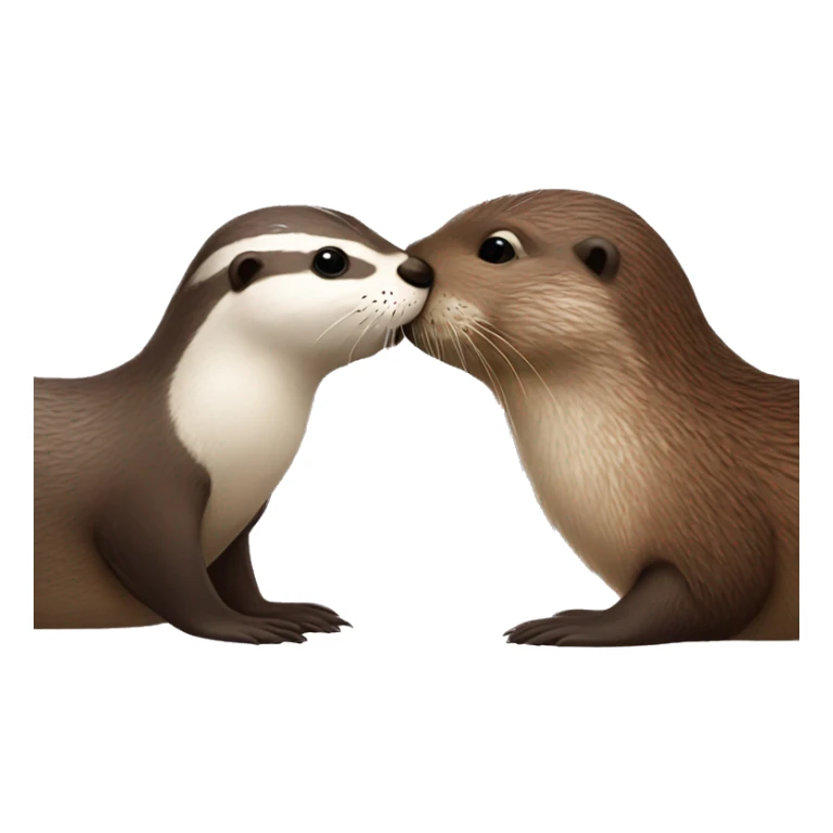 a kissing otter and sparrow sticker