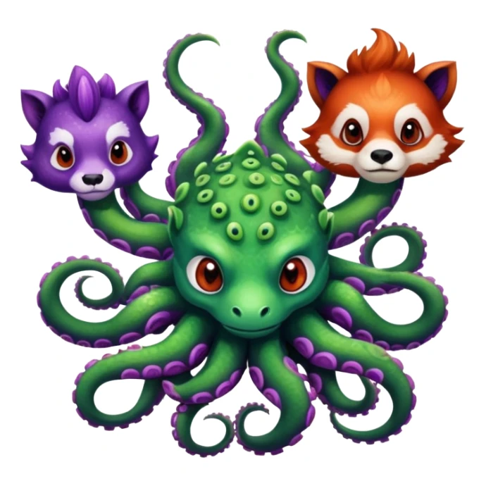 Dragon and a purple octopus 
 and a red panda  sticker
