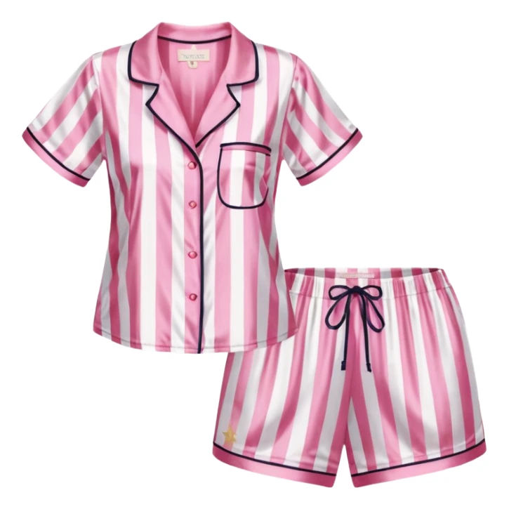 pink and white striped silk victoria’s secret pajama set sticker