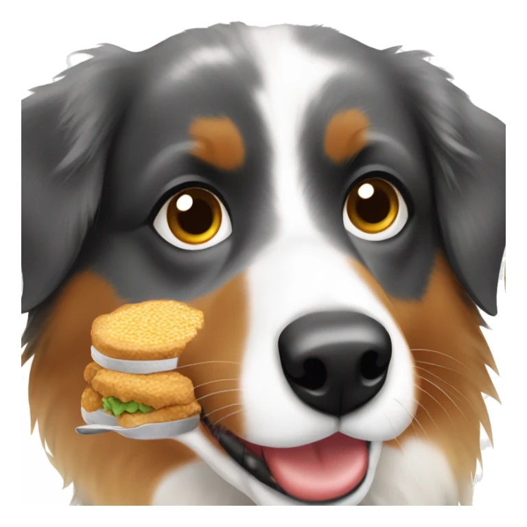 Australian shepherd eating food  sticker