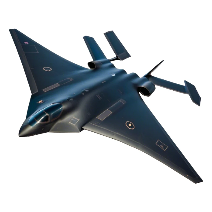 B-2 Spirit bomber - Northrop B-2 (Model Year: 2021) (Iconic colour: Stealth black) - A sleek, stealth bomber with smooth, angular contours and a matte jet-black finish. Emphasize a futuristic, minimalist design with a seamless fuselage, low-profile wings, and an overall intimidating stealth aesthetic. sticker