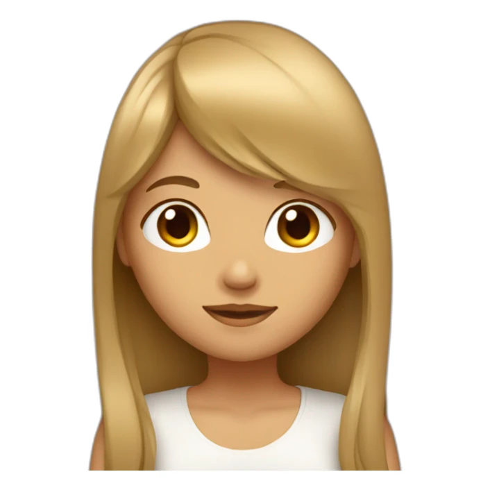 tan girl with long hair and bangs with star sticker