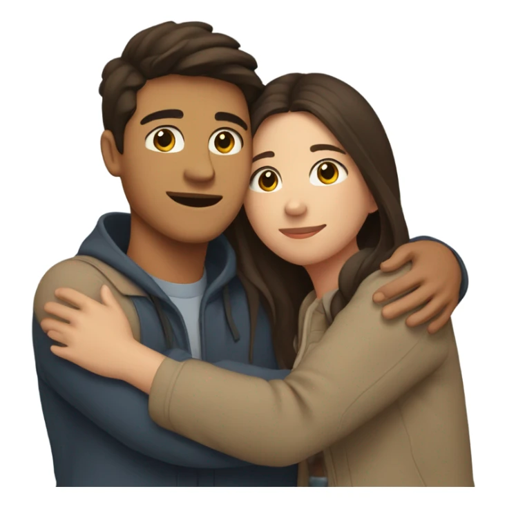 Young Filipino man young brunette woman hug sticker