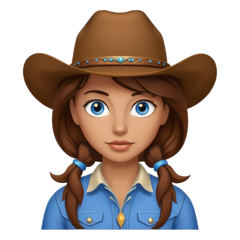 American cowgirl blue eyes brown hair sticker