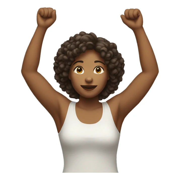 Full body woman raising both arms sticker