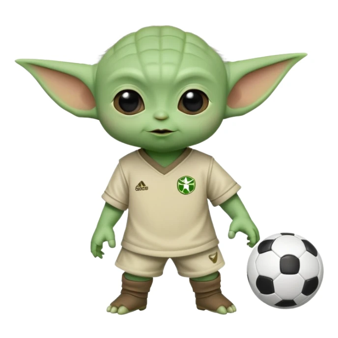 cute baby Yoda playing soccor sticker