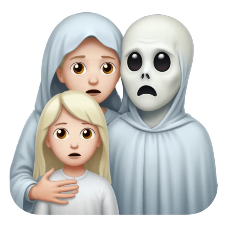 Brother is scared with 1 ghost and girl's mom takes ghost away sticker