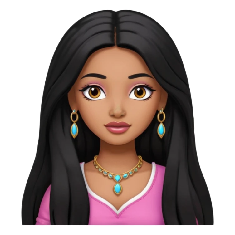 Indian Barbie with black long hair and a nose piercing  sticker