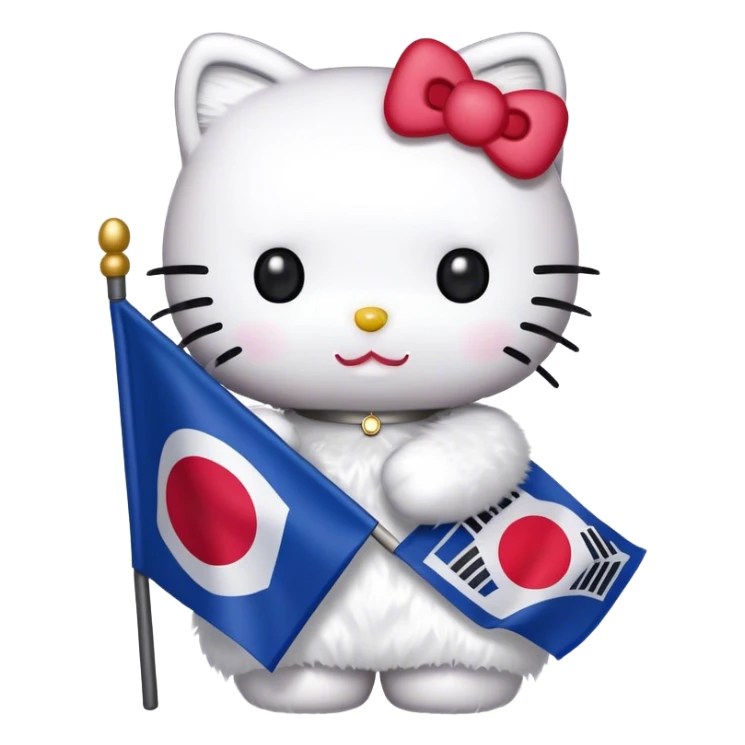 hello kitty with heartholding the South Korean flag” sticker