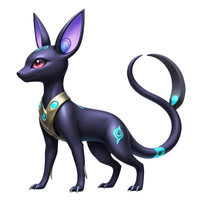 Shiny Ethereal Celestial Futuristic Modern Cyber-Salandit-Umbreon-Espeon-Hybrid (Full body) sticker