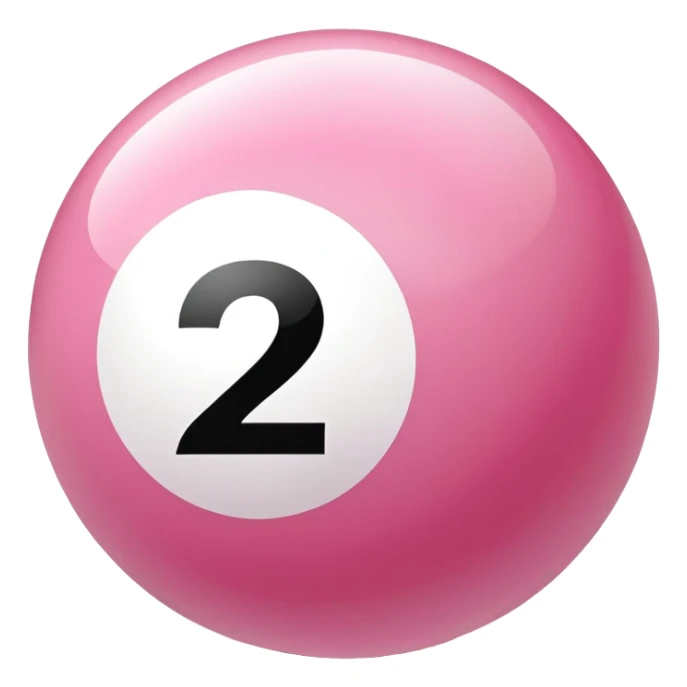 pink billiard ball with the number 23 inside a white circle sticker
