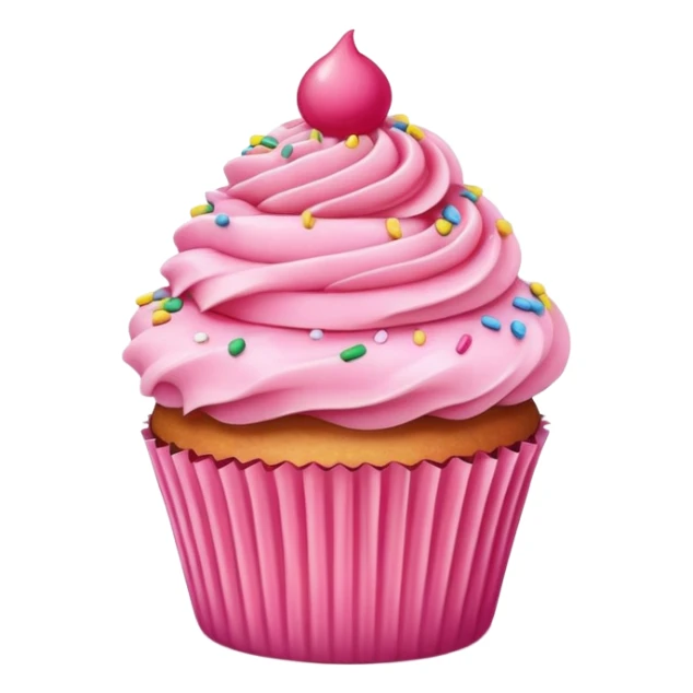cupcake with pink frosting on top, sprinkles sticker